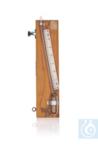 Manometer acc. to Krell, 0-60 mm water column, with scale, mounted on wooden plate with foot,...